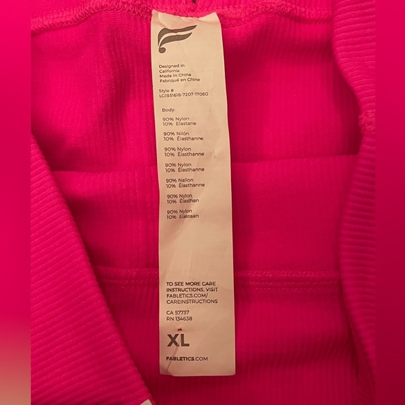 Fabletics NWT High-Waisted Seamless Rib Legging in Flourescent Pink women’s XL - Picture 10 of 10